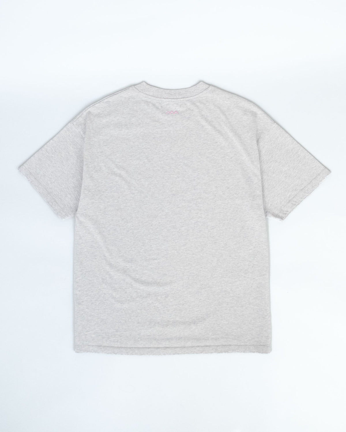 A light heather gray short-sleeve t-shirt shown from the back, laid flat against a clean white background.